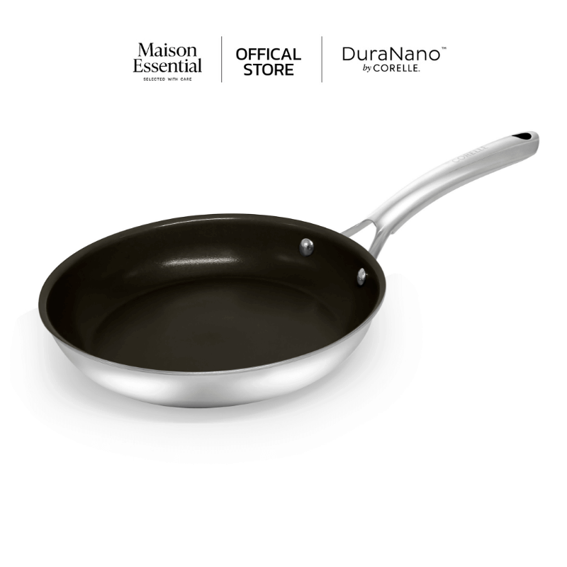 กระทะตื้น 24 ซม. NON-STICK ไร้การเคลือบ CORELLE DURANANO สีเงิน_2
